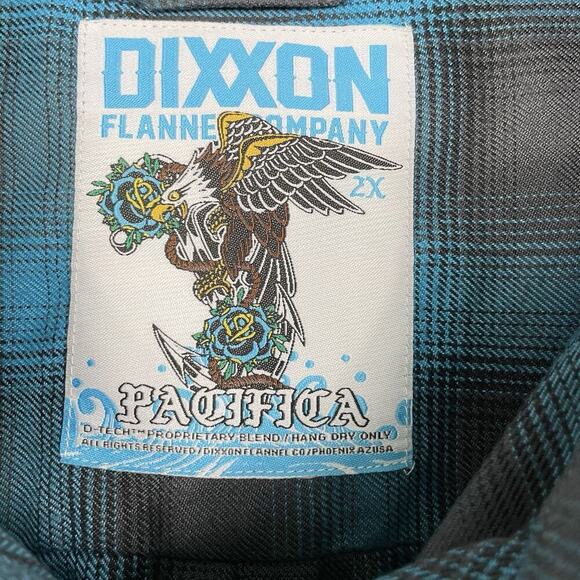 Dixxon Pacifica Flannel Shirt Women's 2XL XXL Blue Plaid Pearl Snap Western NWOT - Picture 3 of 13